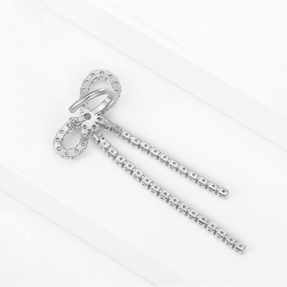 Ribbon Bow Ear Cuff Platinum Plated Ear Clip Ear Claw - Picture 5 of 9